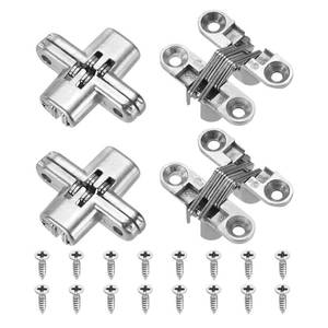 lot 10011 image: uxcell 4Pcs Hidden Cabinet Door Hinges 1.65x0.45 180 Degree Cross Silver