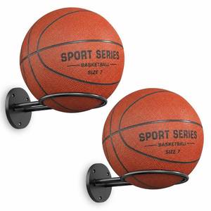 lot 10013 image: jockcaras Basketball Wall Mount 2 Pack, Wall Basketball Holder, Boys Room Decor, Black
