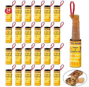 lot 10027 image: Outdoor Fly Trap Indoor Hanging 24pk, Sticky Fly Strips Tape Paper for Home