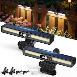 lot 10032 image: Clip On Solar Motion Sensor Outdoor Lights, 2 Pack Solar Fence Lights