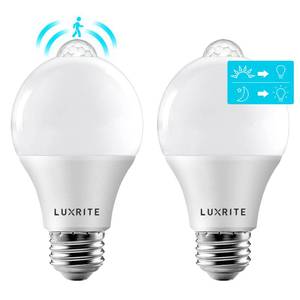 lot 10035 image: LUXRITE A19 LED Motion Sensor Light Bulbs, 60W Equivalent, 5000K (2 Pack)