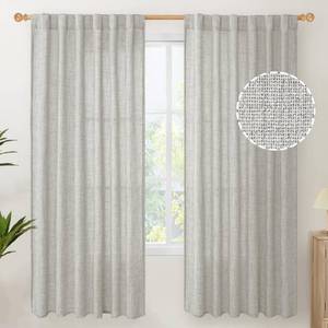 lot 10054 image: Light Grey Curtains Linen Light Filtering, 72 Inch Semi Sheer Drapes