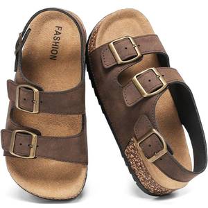 lot 10070 image: gxziureo Kids Cork Footbed Sandals �� Boys Girls Toddler Adjustable Double Buckle Slides with Back Strap, Lightweight Summer Casual Shoes