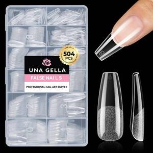 lot 10095 image: UNA GELLA Long Coffin Nail Tips 504pcs Pre-Shape Half Matte Fake Nails