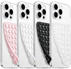lot 10099 image: Anteel Silicone Suction Cup Phone Case Mount Double Sided, Hands-Free Silicon Phone Grip with Higher Suction Power for Selfies and Videos, Non Slip Phone Accessories (LPK&WHT&TP&BLK)