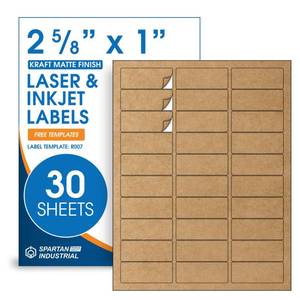 lot 10108 image: 2 58 X 1 Kraft Brown Printable Labels for Inkjet and Laser Printers