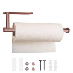 lot 10110 image: Paper Towel Holder,Paper Towel Holder Under Cabinet Self Adhesive Kitchen Countertop Wall Mount Paper Towel Holders with Screws for Rough Surface,Vertically or Horizontally (Rose Gold)