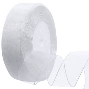 lot 10405 image: Hapeper 1 Inch Sheer Organza Chiffon Ribbon, 50 YardsRoll (White)