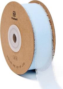 lot 10406 image: Vitalizart 1 x 30Yd Baby Blue Chiffon Ribbon Silk Handmade Frayed Fringe