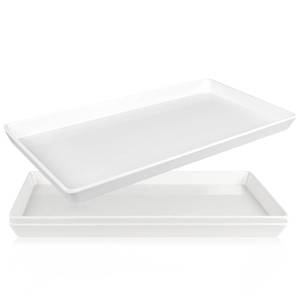 lot 10415 image: CZWESTC 3 Pack White Melamine Serving Trays 11.8x6.2 Inch Platters