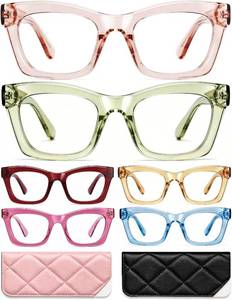 lot 10421 image: CCVOO 2.0 Stylish Reading Glasses for Women, Stylish Eyeglasses, Blue Light Readers, Cheaters, (B2 Color Flash)