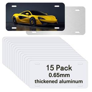 lot 10428 image: 15 PCS Sublimation License Plate Blanks, Metal Aluminum car Tag White, Thermal Transfer DIY Custom Picture Design for car license plate