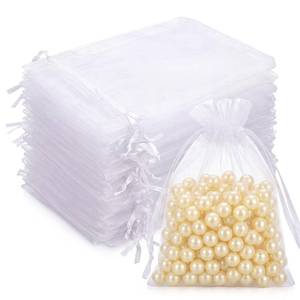 lot 10439 image: 500 Pcs White Organza Bag 3x4 in Small Mesh Bag Drawstring for Jewelry