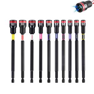 lot 10444 image: Geinxurn Impact Nut Driver Set, 10 Pieces 6 Inch Long 5mm to 13mm Magnetic Metric Nut Setter Set, 6 Point Alloy Steel Use 14 Hex Shank Impact Driver Stored in Portable Storage Cases for Repair