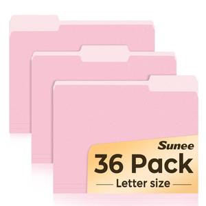 lot 10450 image: SUNEE File Folders, 36 Pack Manilla Folders 8.5 x 11, Colored File Folders Home Office School Supplies for Documents Files Paper, Pink