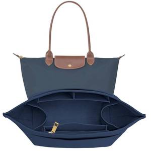 lot 10463 image: LOUKAYCCI Purse Organizer Insert for Longchamp Le Pliage L Handbag Insert Felt Long Champ Tote Bag Organizer Insert with Cup (DarkBlue, Large)