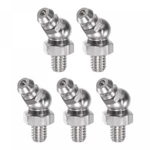 lot 10467 image: uxcell 201 Stainless Steel 45 Degree Grease Fitting M6 x 1mm Thread Hydraulic Grease Fitting Accessories, 5Pcs