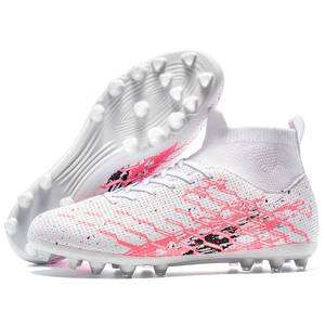 lot 10470 image: LSIDORYC Kids Soccer Cleats Lightweight Laceless Slip On for Boys Girls Beginners to Advanced Multi Surface Football Shoes,Pink, Little Kid 3 US