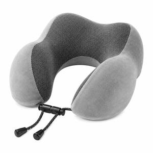 lot 10491 image: Purroch Travel Neck Pillow, Memory Foam Ergonomic U-Shape Neck Pillow with Chin Support, Head & Neck Support Travel Pillow for Plane, Car & Train, Gray