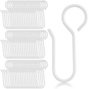 lot 10493 image: Jetec 60 Pcs Metal Curtain Track Hooks S Shaped for Drape, White