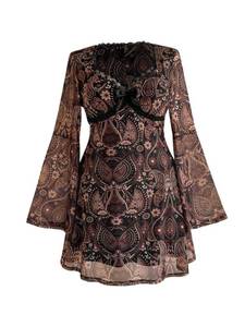lot 12285 image: BEAUDRM Womens Plus Size Boho Mini Dress, LARGE PLUS