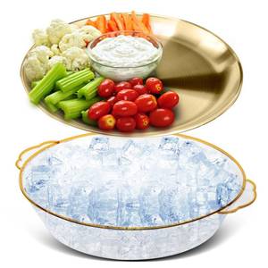 lot 12324 image: Baderke Chilled Serving Tray 11.8 Gold 2-Piece