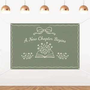 lot 12327 image: ZestZing 5x3ft Sage Green Book Floral Backdrop Vinyl