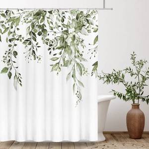 lot 12329 image: Tititex Shower Curtain 72x84 Inch Olive Green