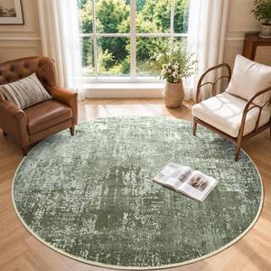 lot 13136 image: Cuzwlovita 4ft Round Abstract Area Rug Green
