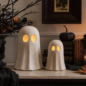 Terracotta Ghost Figurines with LED String Lights