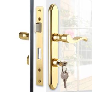 lot 13156 image: MaxxGeek Storm Door Handle Set, Mortise Keyed Lever