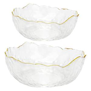 lot 13167 image: JBESUHI Salad Bowls Set of 2 Lotus Glass Gold Rim