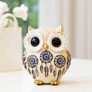 lot 14300 image: TOHLUCS Handmade Owl Statue Decorative Figurine