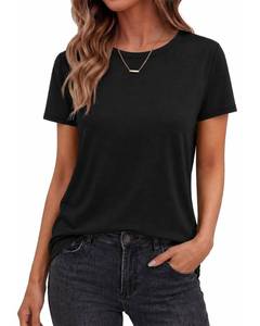 lot 14301 image: TNNZEET Womens Short Sleeve T-Shirt Black, LARGE