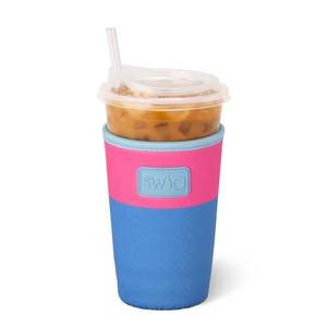lot 14330 image: Swig Life Medium Iced Coffee Cup Coolie with Handle, Berry Blast