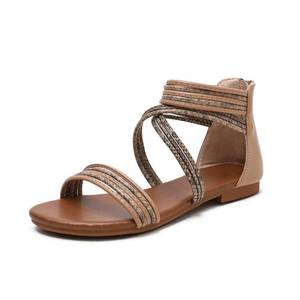lot 14342 image: BEUTHOEM Womens Flat Strappy Sandals Gold Size 8
