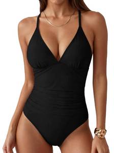 lot 14370 image: VividHarbor Womens V Neck One Piece Swimsuit Tummy Control, Large