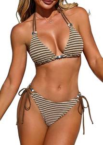 lot 14372 image: ZAFUL Womens Triangle String Bikini Set Boho Beads, Small