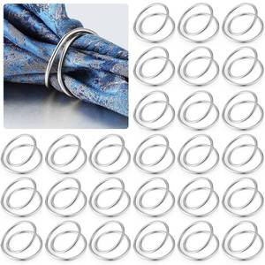 lot 14384 image: Inbagi 36 Pc Metal Spiral Napkin Rings, Silver