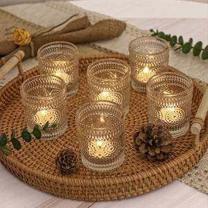 lot 17083 image: JALANCY Clear Glass Votive Candle Holders Set, 12 Pcs