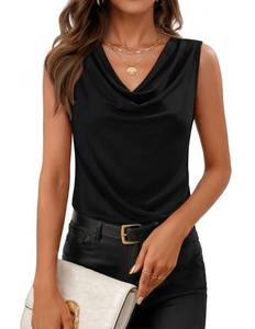 lot 18254 image: ZESICA Womens Cowl Neck Tank Top Black L