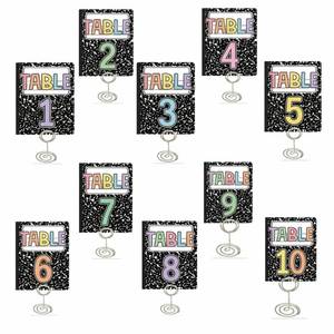 lot 18281 image: Classroom Table Numbers 1-10 With Metal Stands