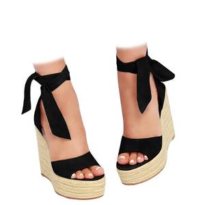 lot 19293 image: Fashare Womens Open Toe Tie Lace Up Espadrille Platform Wedges Sandals Ankle Strap Slingback Dress Shoes Size 8