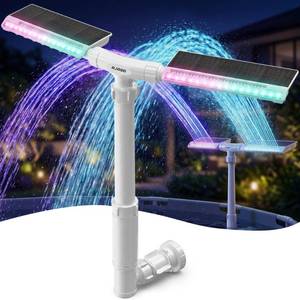 lot 19310 image: AJOGO Solar Pool Fountain with Lights, Dual Power LED Waterfall (White)