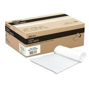 lot 19312 image: Bagtron 12-16 Gallon Trash Bags, 8 Micron High Density Garbage Can Liners Bulk, 24 x 33, Natural Clear, 1000 Count