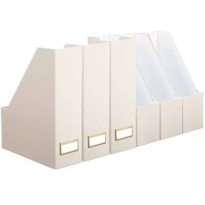 lot 19322 image: Feifeiya Magazine Holder Set of 6 Cardboard File Holder Desk, Beige