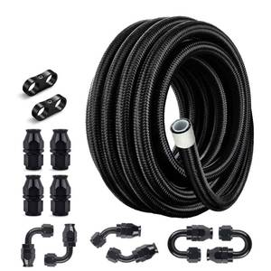 lot 19354 image: EVIL ENERGY 6AN PTFE Fuel Line Kit AN6 E85 Nylon Braided Hose 20FT Black