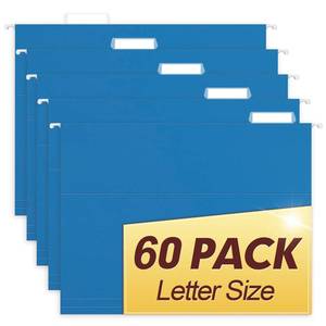 lot 19360 image: HERKKA Hanging File Folders, 60 Pack Reinforced Letter Size Hanging Folders, Designed for Bulky Files, Filing Cabinet, 15-Cut Adjustable Tabs (Lightblue)