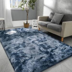 lot 19379 image: Hutha 5x8 Large Washable Area Rugs for Living Room Tie-Dyed Blue Grey