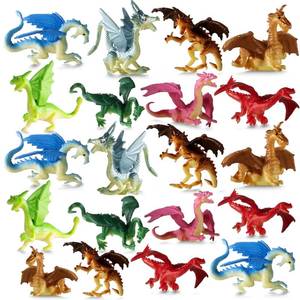 lot 20118 image: 2 Inch Mini Dragon Toy Figures (12-Pack) Rubbery Plastic Dragon Figurines